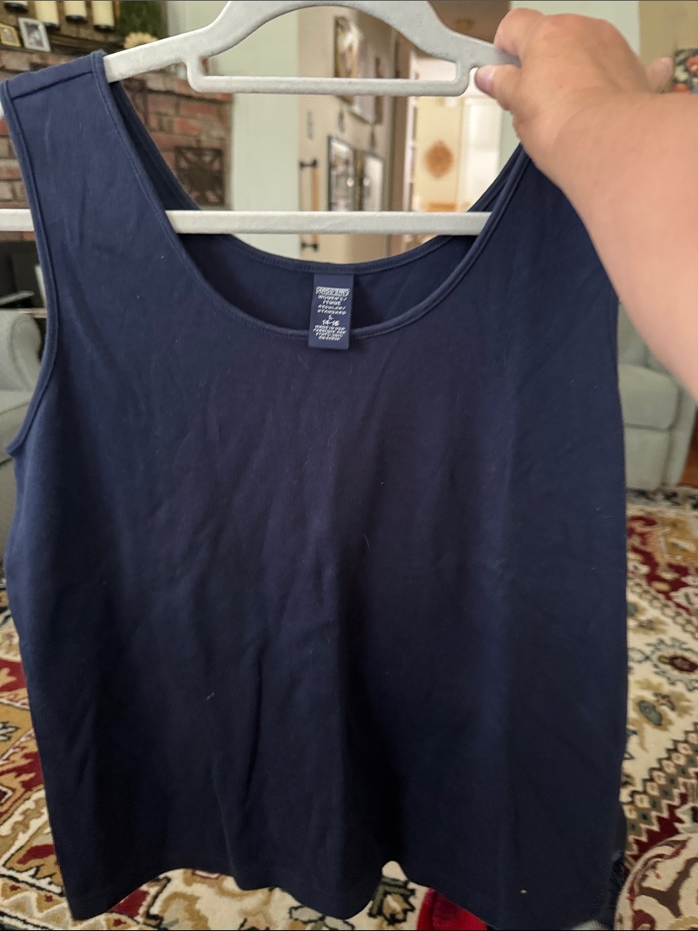 Lands' End Navy Sleeveless Knit Tank
